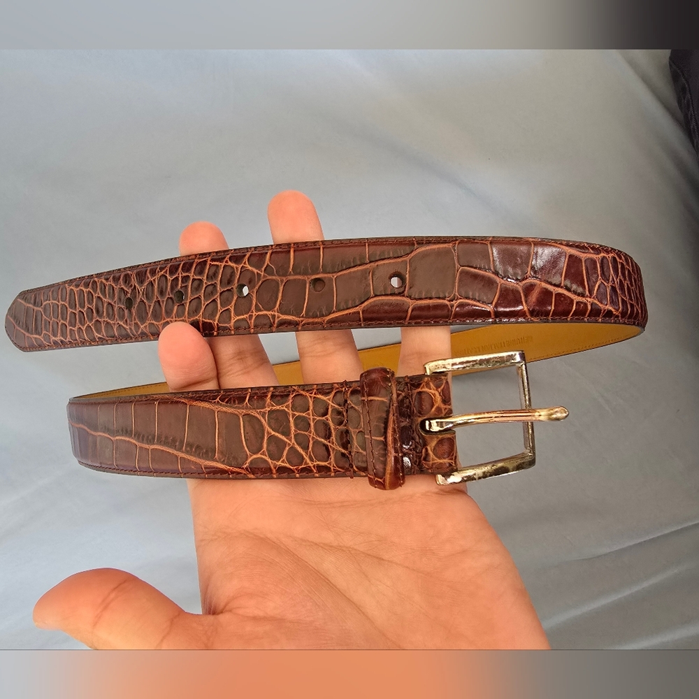 Men's Ralph Lauren Brown Crocodile Pattern Belt